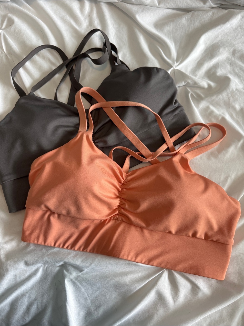 NWOT Double-Strap Seamless Bralette - Coral and Charcoal